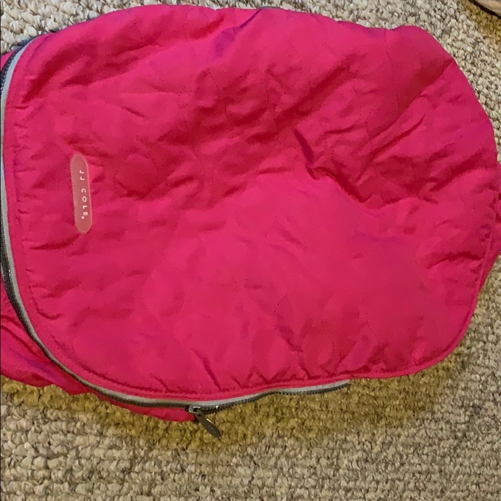 Car seat cover   JJ Cole.  Hot pink and gray